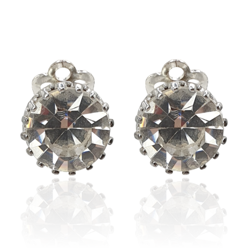 Klipsy okrągłe cyrkonie w kolorze srebrnym