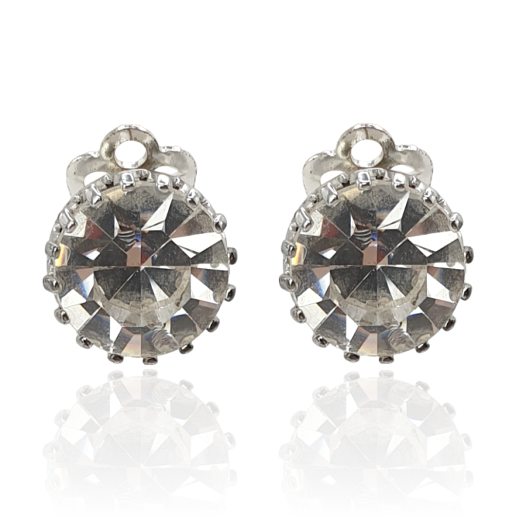 Klipsy okrągłe cyrkonie w kolorze srebrnym