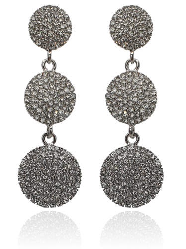 Kolczyki cyrkoniowe potrójne okrągłe srebrne