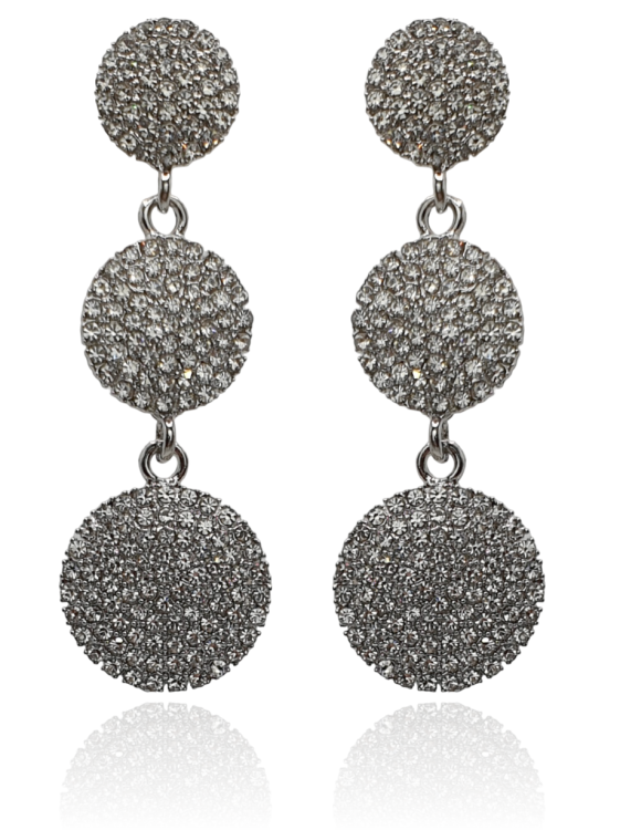 Kolczyki cyrkoniowe potrójne okrągłe srebrne