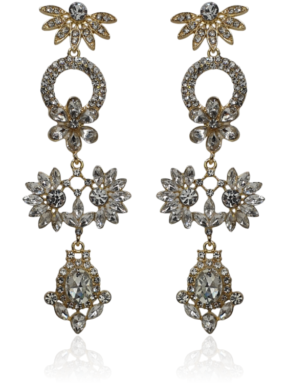 Efektowne kolczyki kryształowe złote