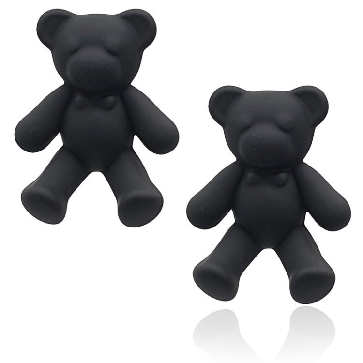 Kolczyki akrylowe misie na sztyfcie czarne