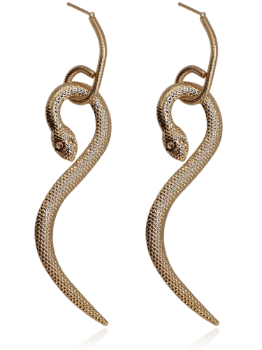 Kolczyki metalowe złote żmijki