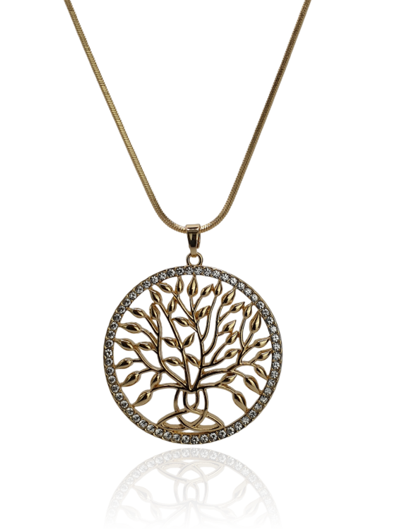 Długi wisior z drzewkiem szczęścia złoty