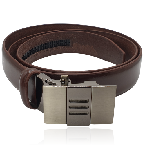 Skórzany pasek męski automatyczny brąz r.120