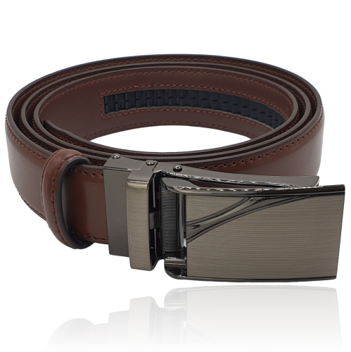 Skórzany pasek męski automatyczny brąz r.115