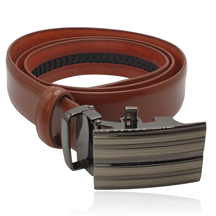 Skórzany pasek męski automatyczny rudy r.115