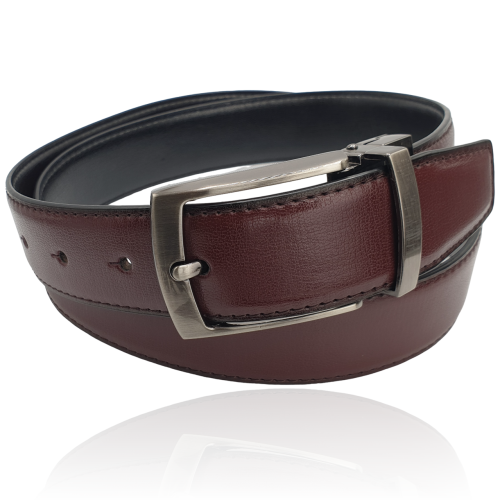 Skórzany pasek męski klasyczny bordo r.105