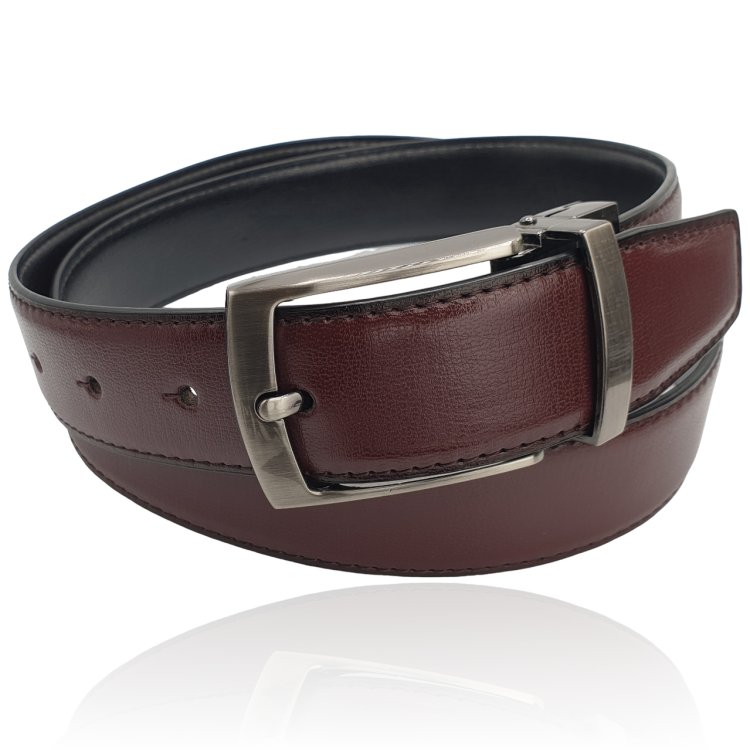 Skórzany pasek męski klasyczny bordo r.105