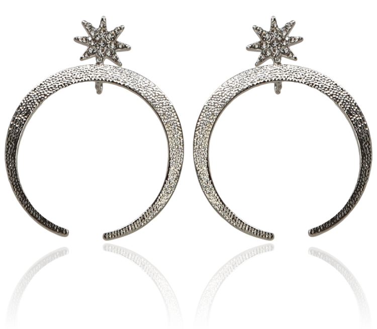 Kolczyki wiszące półksiężyce srebrne