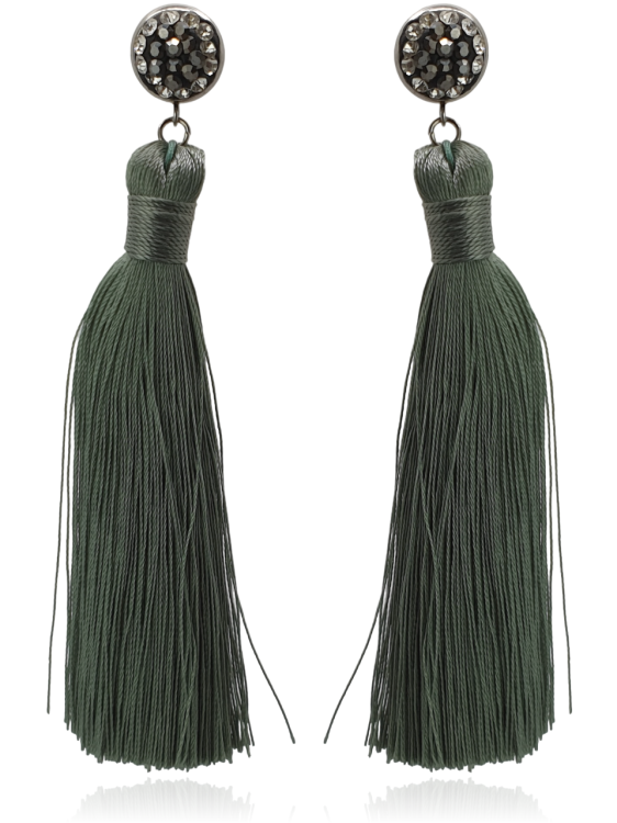 Kolczyki frędzle na ozdobnym sztyfcie eukaliptus