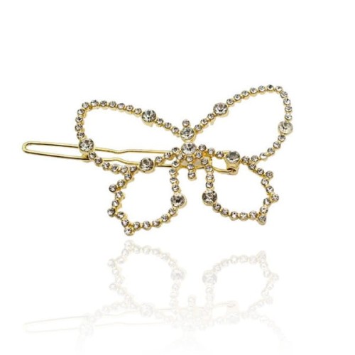 Ozdobna spinka do włosów z cyrkoniami motyl złoty