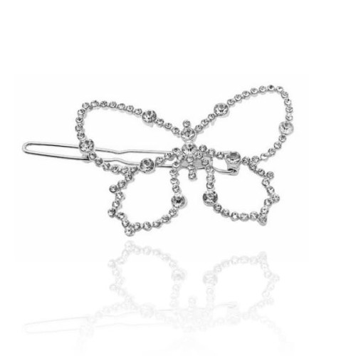Ozdobna spinka do włosów z cyrkoniami motyl srebrny