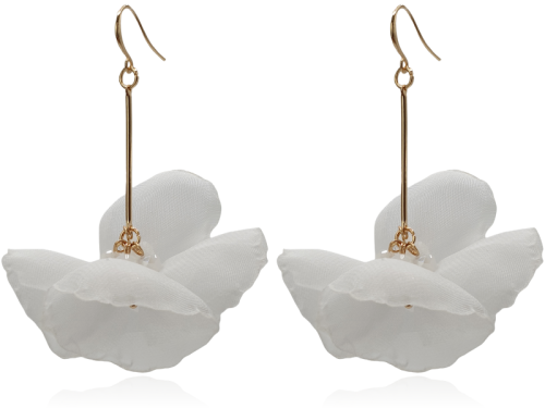 Kolczyki materiałowe na złotym patyczku białe