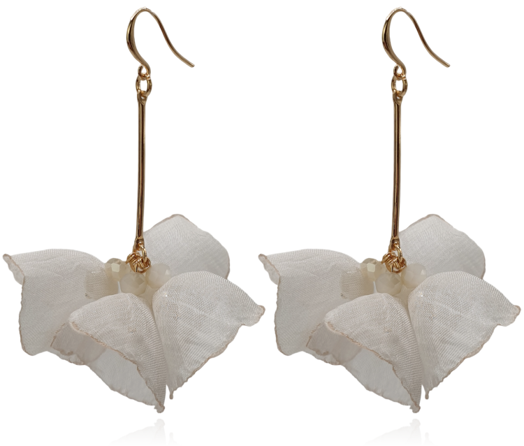 Kolczyki materiałowe na złotym patyczku ivory