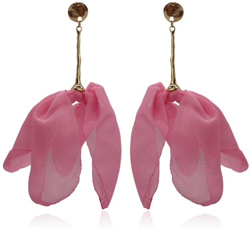 Kolczyki z tkaniny na nieregularnym patyczku różowe