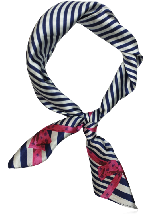 Mała apaszka gawroszka z domieszką jedwabiu BOW & STRIPES