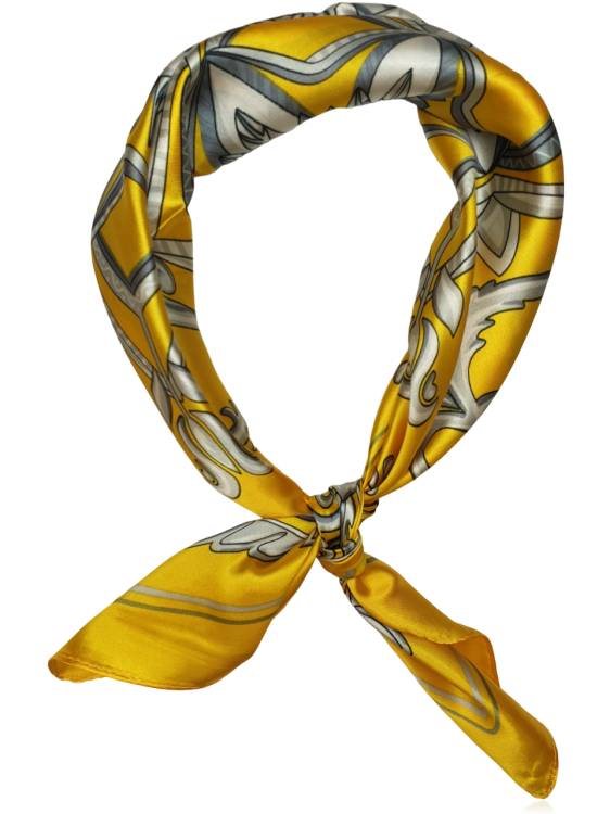 Mała apaszka z domieszką jedwabiu YELLOW ORNAMENT
