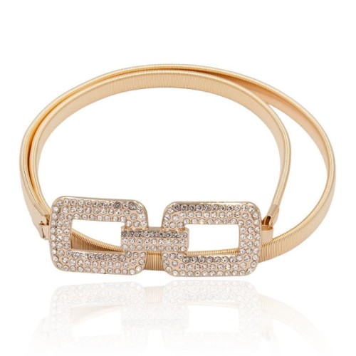 Pasek damski elastyczny sprężynka złota