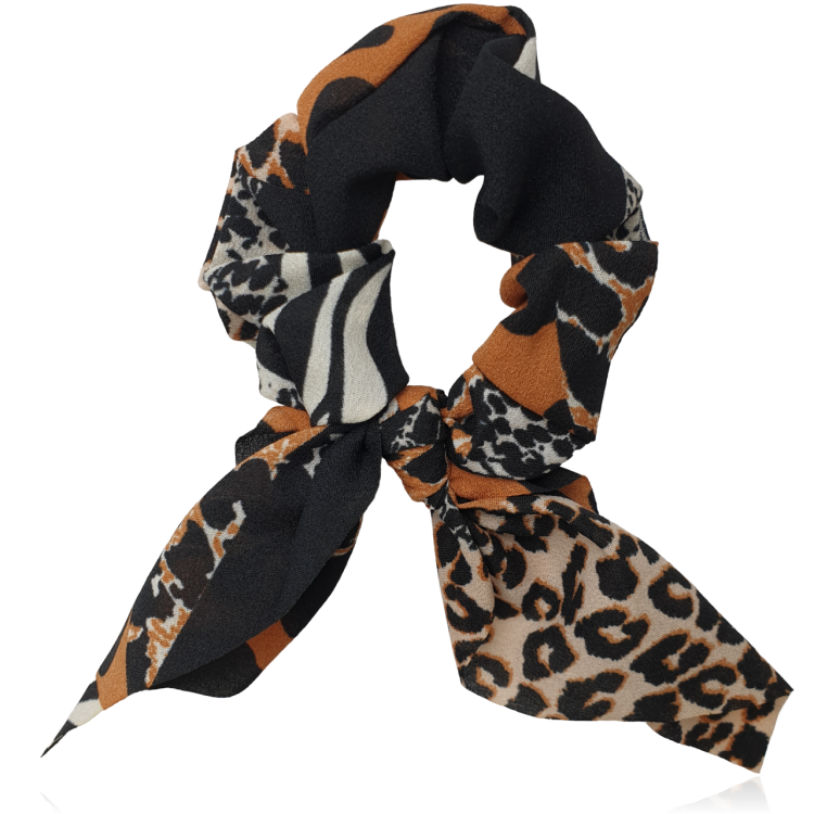 Gumka do włosów scrunchie z kokardką SAFARI