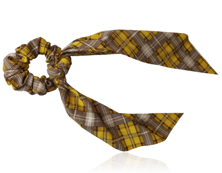 Gumka do włosów scrunchie z apaszką w kratę