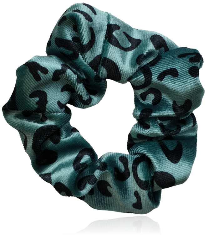 Aksamitka gumka do włosów w panterkę