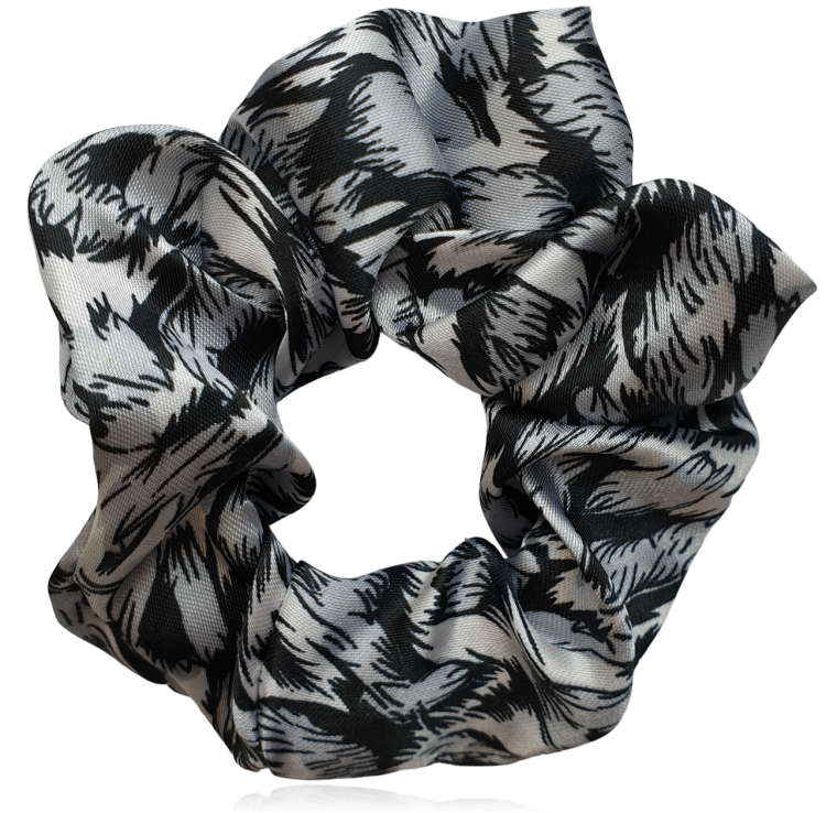 Gumka do włosów scrunchie w panterkę ze śliskiego materiału