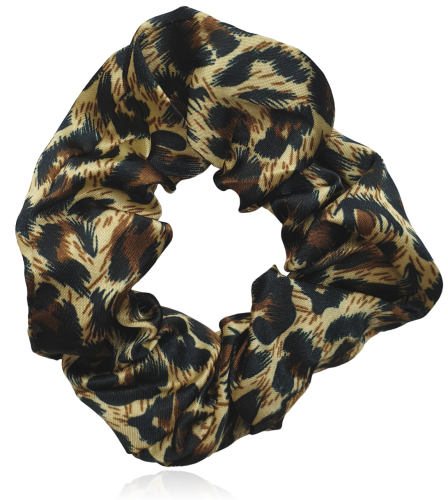 Gumka do włosów scrunchie w panterkę ze śliskiego materiału