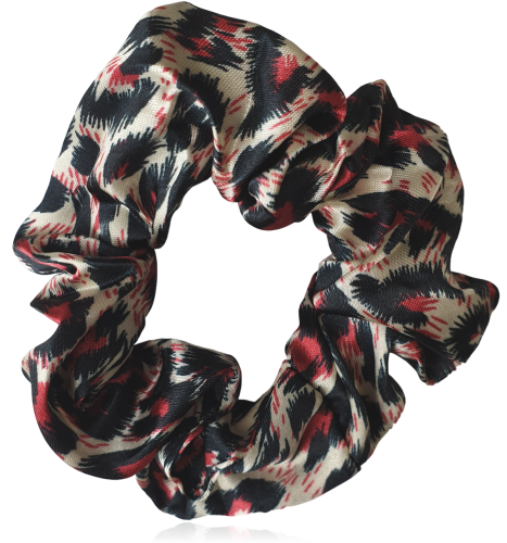 Gumka do włosów scrunchie w panterkę ze śliskiego materiału