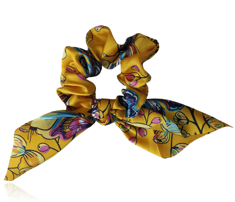 Gumka do włosów scrunchie z wiązaną kokardą Motylki