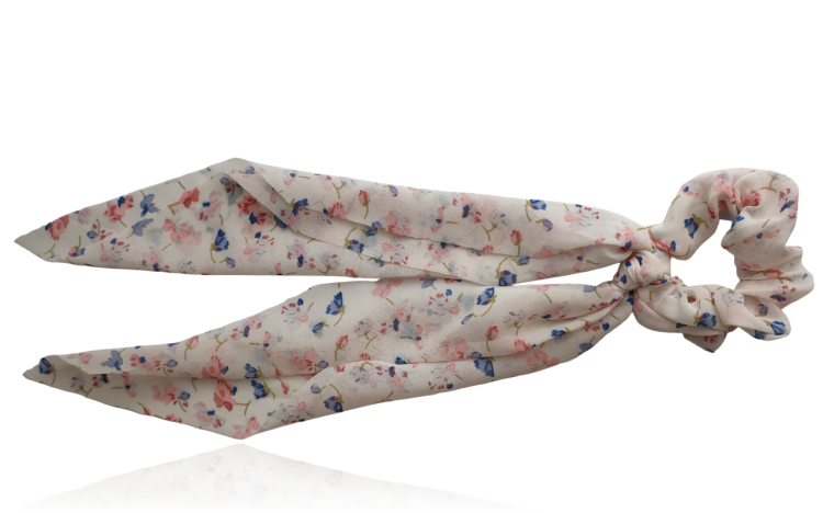 Gumka z apaszką kwiatowa biała