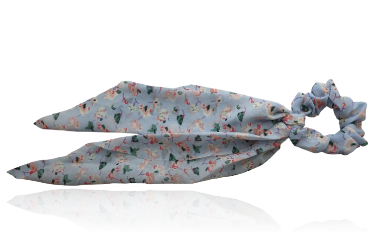 Gumka z apaszką kwiatowa błękitna