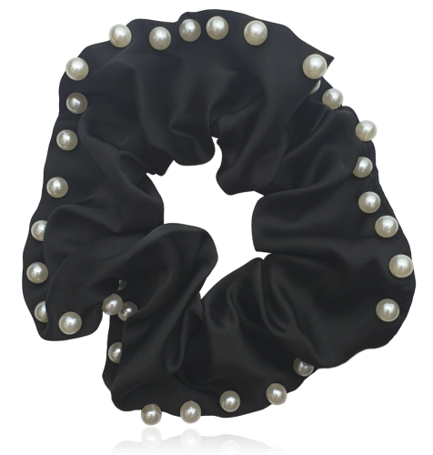 Gumka do włosów scrunchie z perełkami
