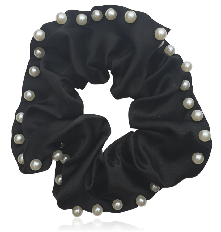 Gumka do włosów scrunchie z perełkami