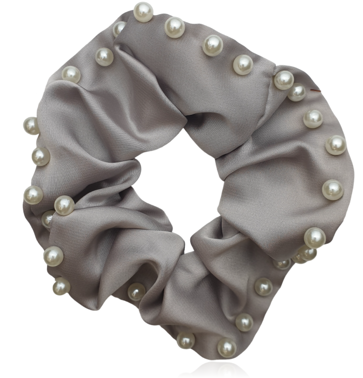 Gumka do włosów scrunchie z perełkami