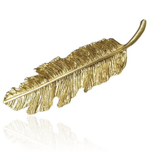 Spinka do włosów jasnozłota klips w kształcie pióra