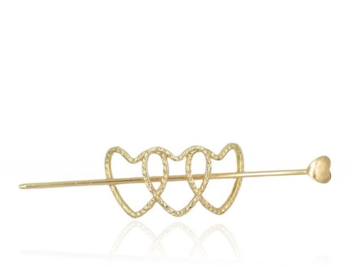 Spinka do włosów ze szpilką 3 serduszka złota