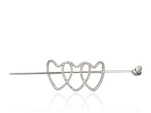 Spinka do włosów ze szpilką 3 serduszka srebrna