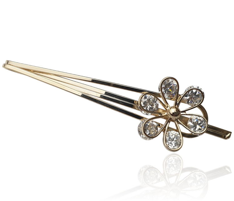 Wsuwka z kwiatem z cyrkonii złota