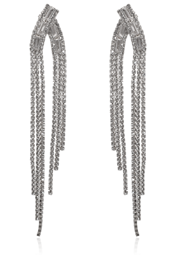 Kolczyki nitki cyrkoniowe kaskadowe srebrne