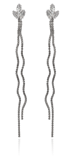 Kolczyki cyrkoniowe nitki falowane srebrne