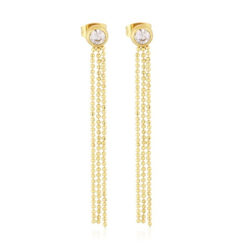 Kolczyki wiszące nitki kuleczkowe z cyrkoniami