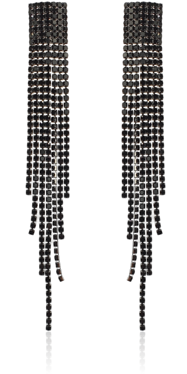 Kolczyki cyrkoniowe nitki stopniowane czarne