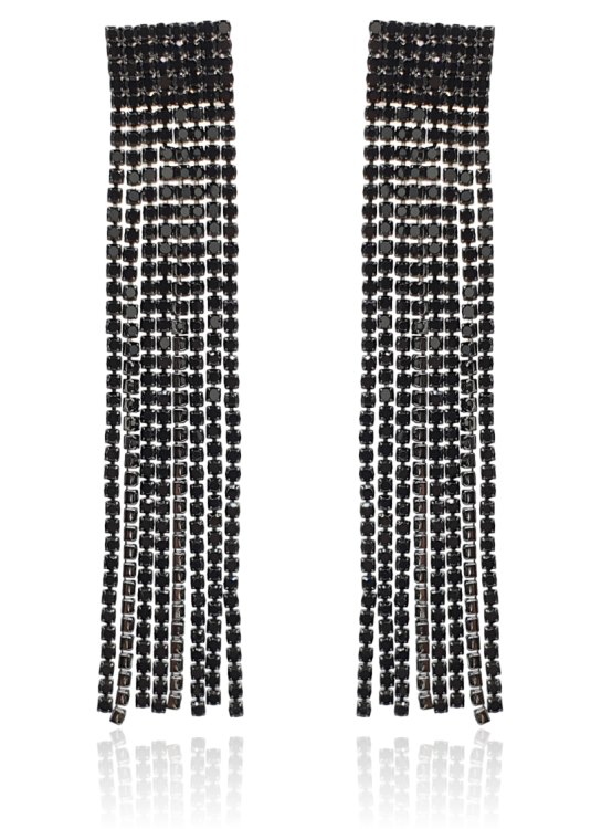 Kolczyki cyrkoniowe nitki czarne