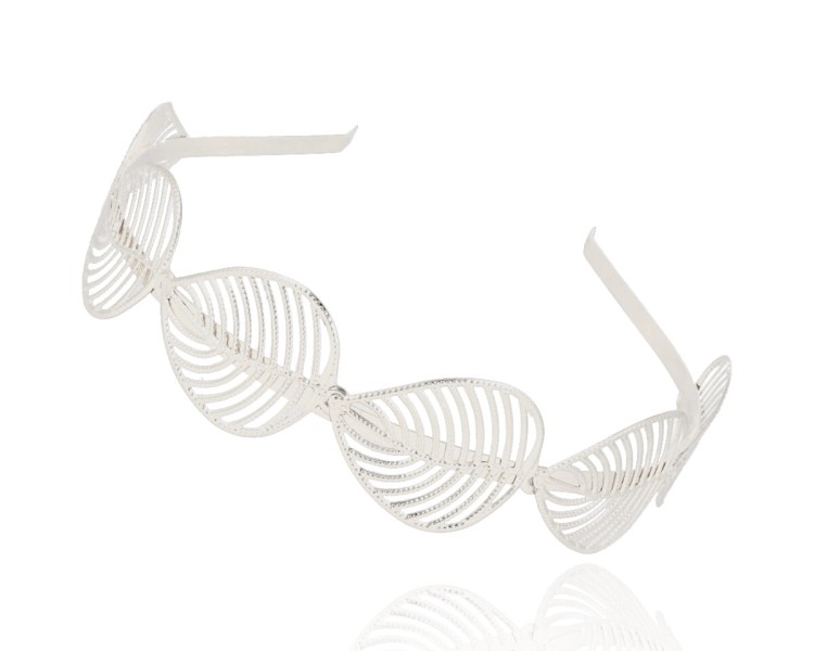 Opaska do włosów ażurowe liście srebrna