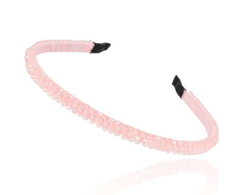 Opaska do włosów z kryształków jasnoróżowa