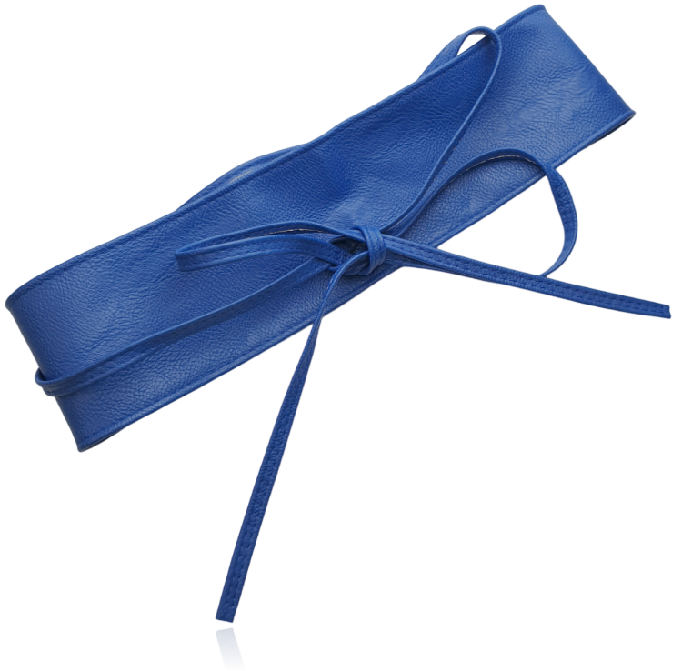 Szeroki damski pasek wiązany szafirowy