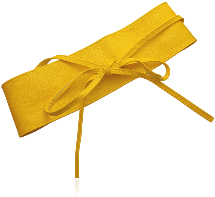 Szeroki damski pasek wiązany żółty