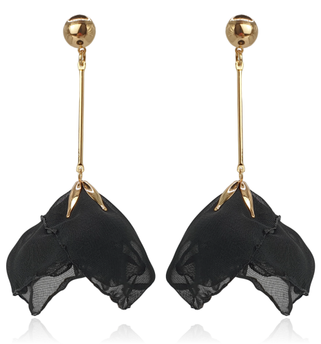 Kolczyki materiałowe tulipany czarne