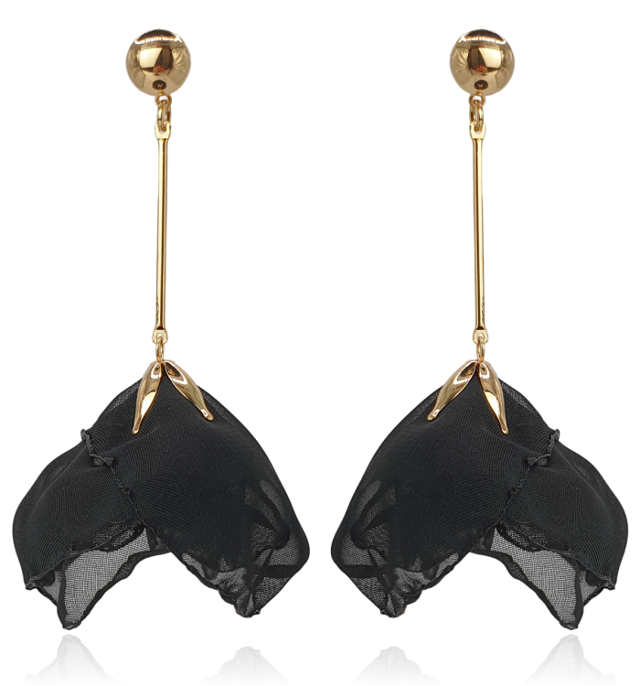 Kolczyki materiałowe tulipany czarne